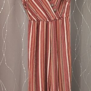 Xhilaration Red and Yellow Striped Jumpsuit